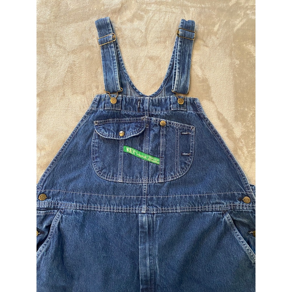 Key Imperial Overalls Mens 48x28 Blue Denim Bib Workwear Carpenter Relaxed